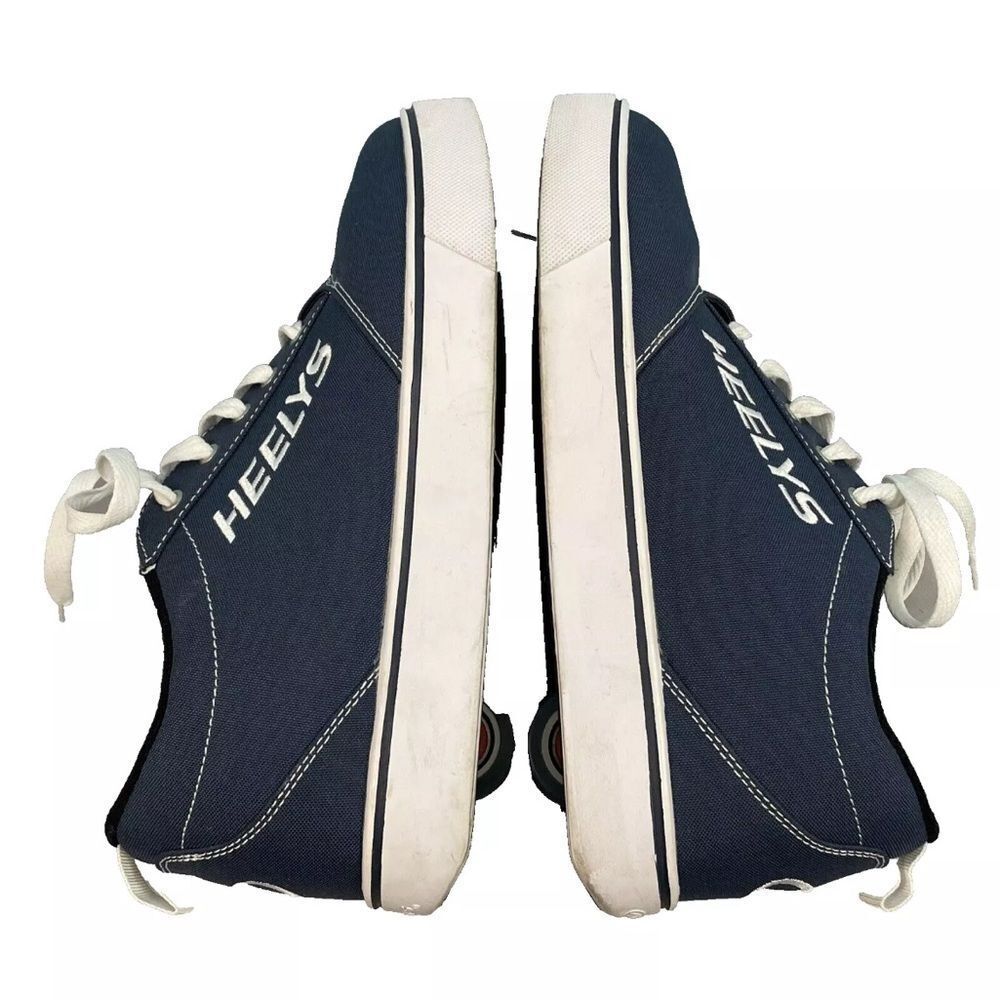 HEELYS Men 12 Blue Y2K Wheel Skate Shoes Navy Blue Mid Low Lace Up Clean EUC 12